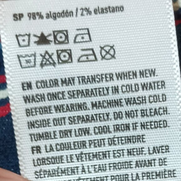 American Eagle Striped Mini Skirt 6 Red White Blue Super Stretch Denim Cut Off - Picture 12 of 12